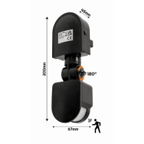 ECOLIGHT Infračervený pohybový senzor IP44 300W čierny