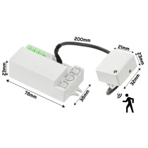 ECOLIGHT Mikrovlnný pohybový senzor so sondou 180 ° / 360 °