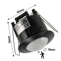 ECOLIGHT Zapustený infračervený pohybový senzor 360 ° čierny