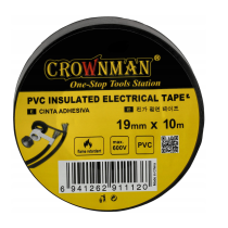 CROWNMAN Čierna izolačná páska 19mmx10m 600V - pevná, vodeodolná