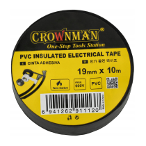 CROWNMAN Čierna izolačná páska 19mmx10m 600V - pevná, vodeodolná