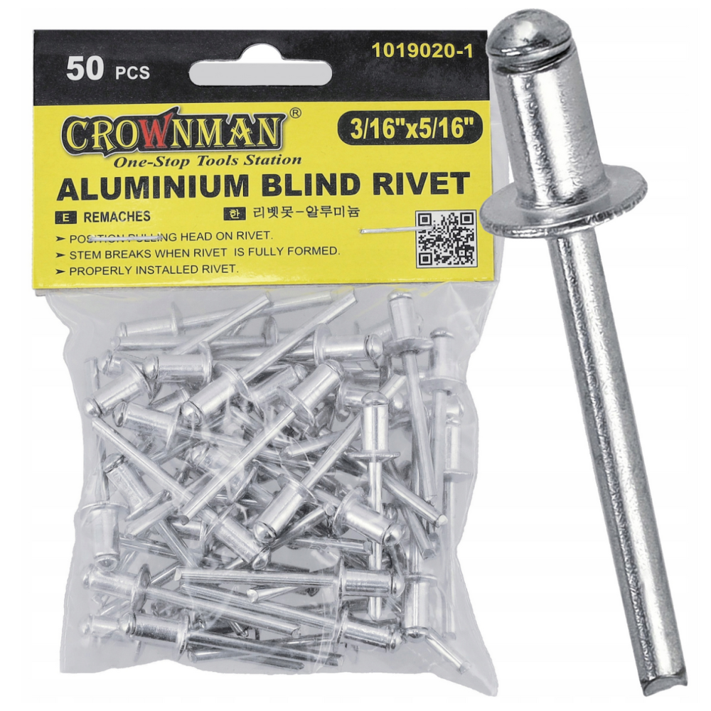 CROWNMAN Hliníkové trhacie nity 4,75mmx8mm sada 50 kusov