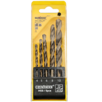 CROWNMAN HSS kobaltové skrutkovacie vrtáky 4-10mm do kovu, 5 kusov