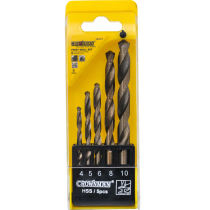 CROWNMAN HSS kobaltové skrutkovacie vrtáky 4-10mm do kovu, 5 kusov