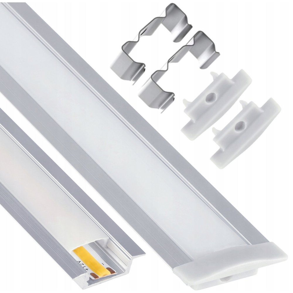 BERGE LED eloxovaný hliníkový profil zapustený 1m - sada