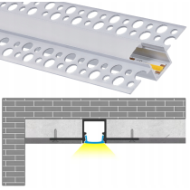 BERGE LED hliníkový profil zapustený 1m - sada