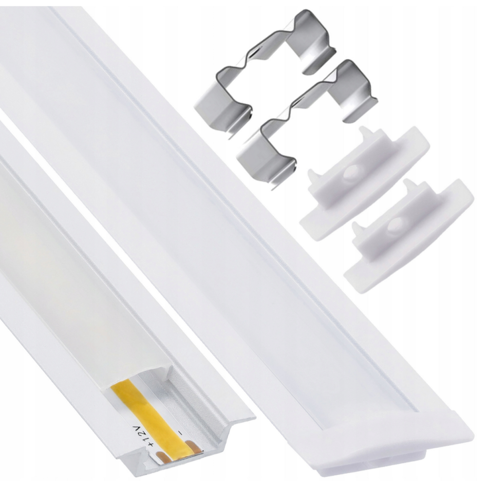 BERGE LED hliníkový profil zapustený 1m biely - sada