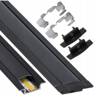 BERGE LED hliníkový profil zapustený 1m čierny - sada