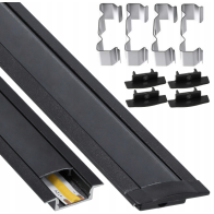 BERGE LED hliníkový profil zapustený 2m čierny - sada