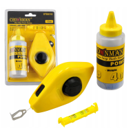 CROWNMAN Značkovacia šnúra, značkovacia čiara + vodováha + prášok - SET