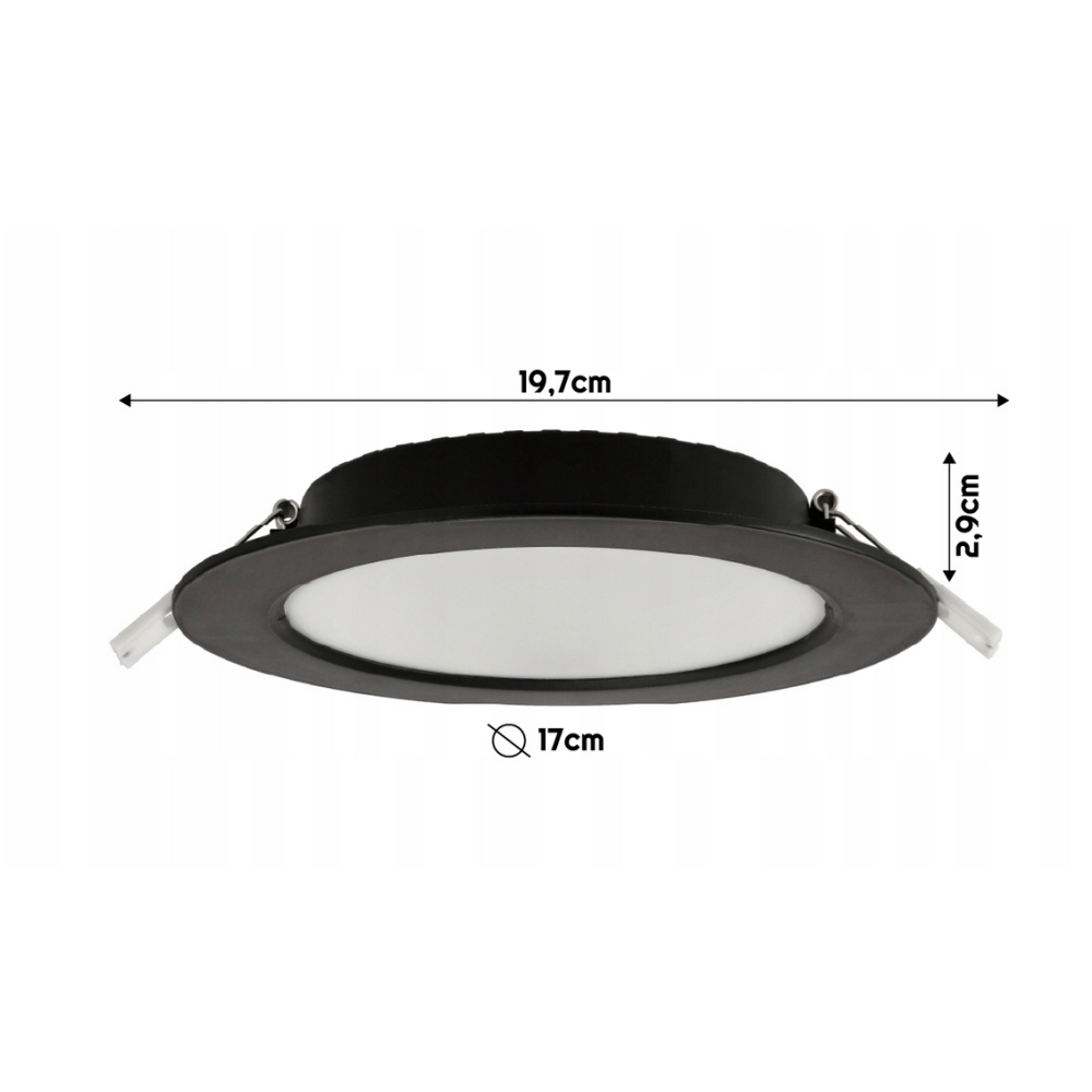 BERGE LED panel zapustený okrúhly 12W - 1320lm - 4000K - čierny
