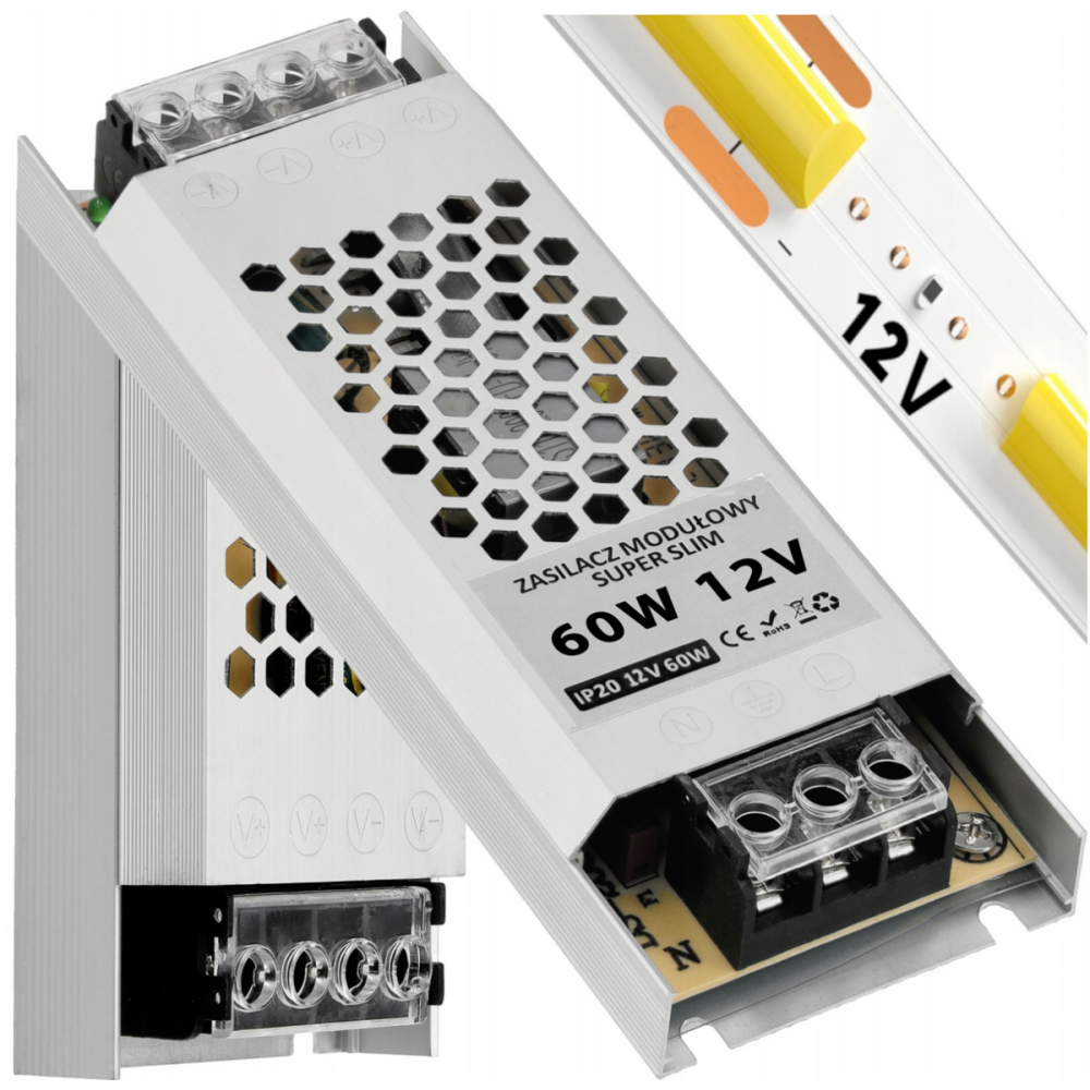 BERGE Super Slim LED modulárny napájací zdroj - 12V - 60W - 5A - IP20