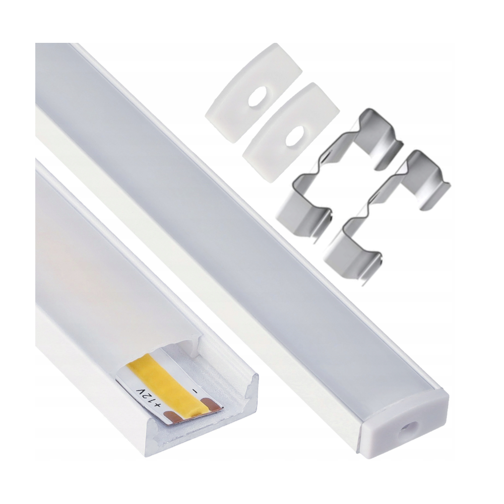 BERGE LED hliníkový profil 2m biely prisadený - sada