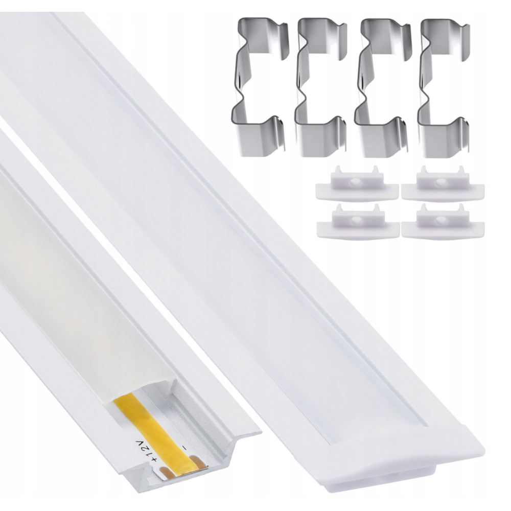 BERGE LED hliníkový profil zapustený 2m biely - sada