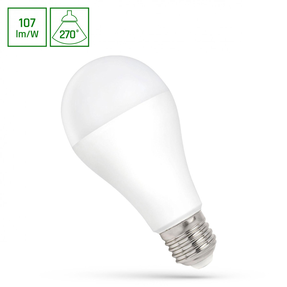 SPECTRUM - Žiarovka- 15W - 1600lm - 270° - 230V - Studená biela / 6000°K - GLS A60 E-27