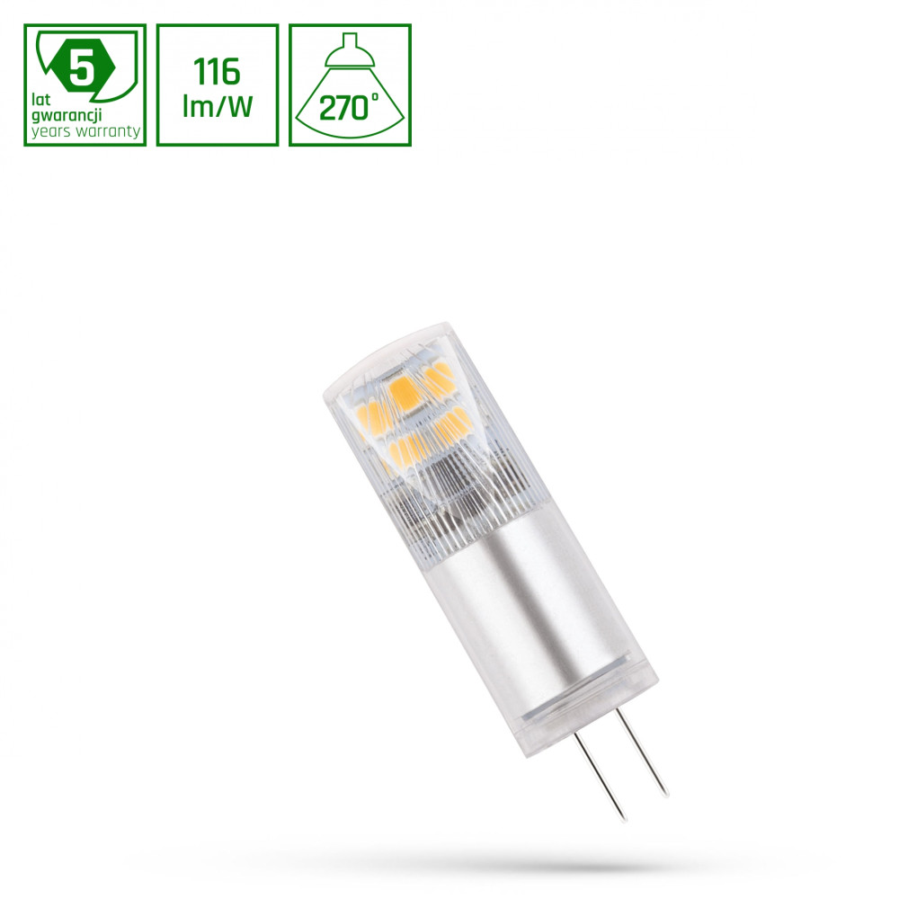 SPECTRUM - ŽiarovkaPREMIUM - 2,5W - 290lm - 270° - Ø13x45mm - 12V - Studená biela / 6000°K - G4 / Záruka 5 rokov