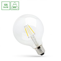 SPECTRUM - Stmievateľná Žiarovka CLEAR - 8,5W - 1150lm - 300° - 230V - Teplá biela / 2700°K - GLOB COG G125 E-27