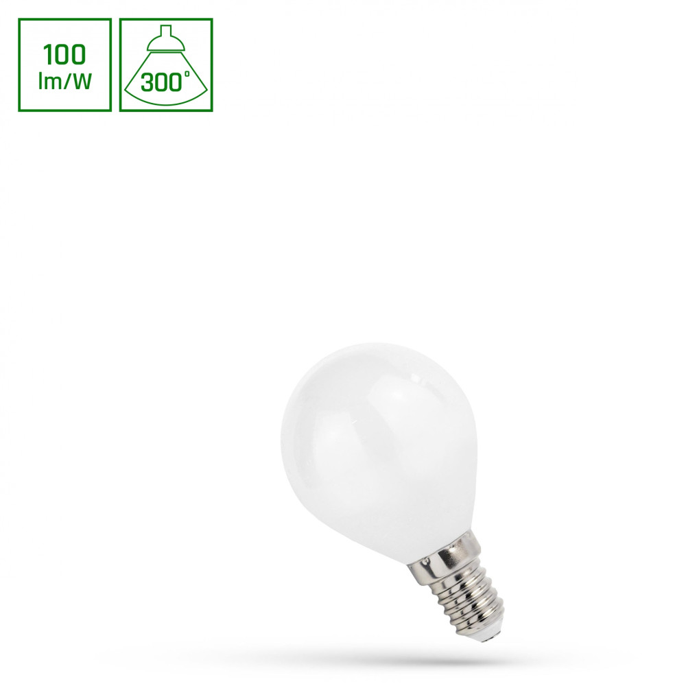 SPECTRUM LED - ŽiarovkaMILKY - 1W - 100lm - 300° - 230V - Neutrálna biela / 4000°K - COG G45 E-14