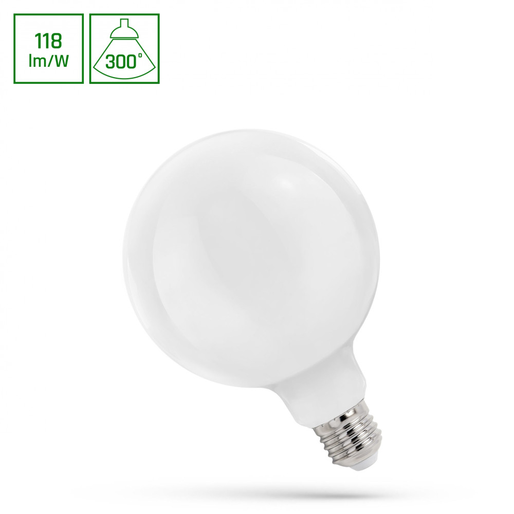 SPECTRUM LED - ŽiarovkaMILKY - 11W - 1300lm - 300° - 230V - Neutrálna biela / 4000°K - GLOB COG G125 E-27