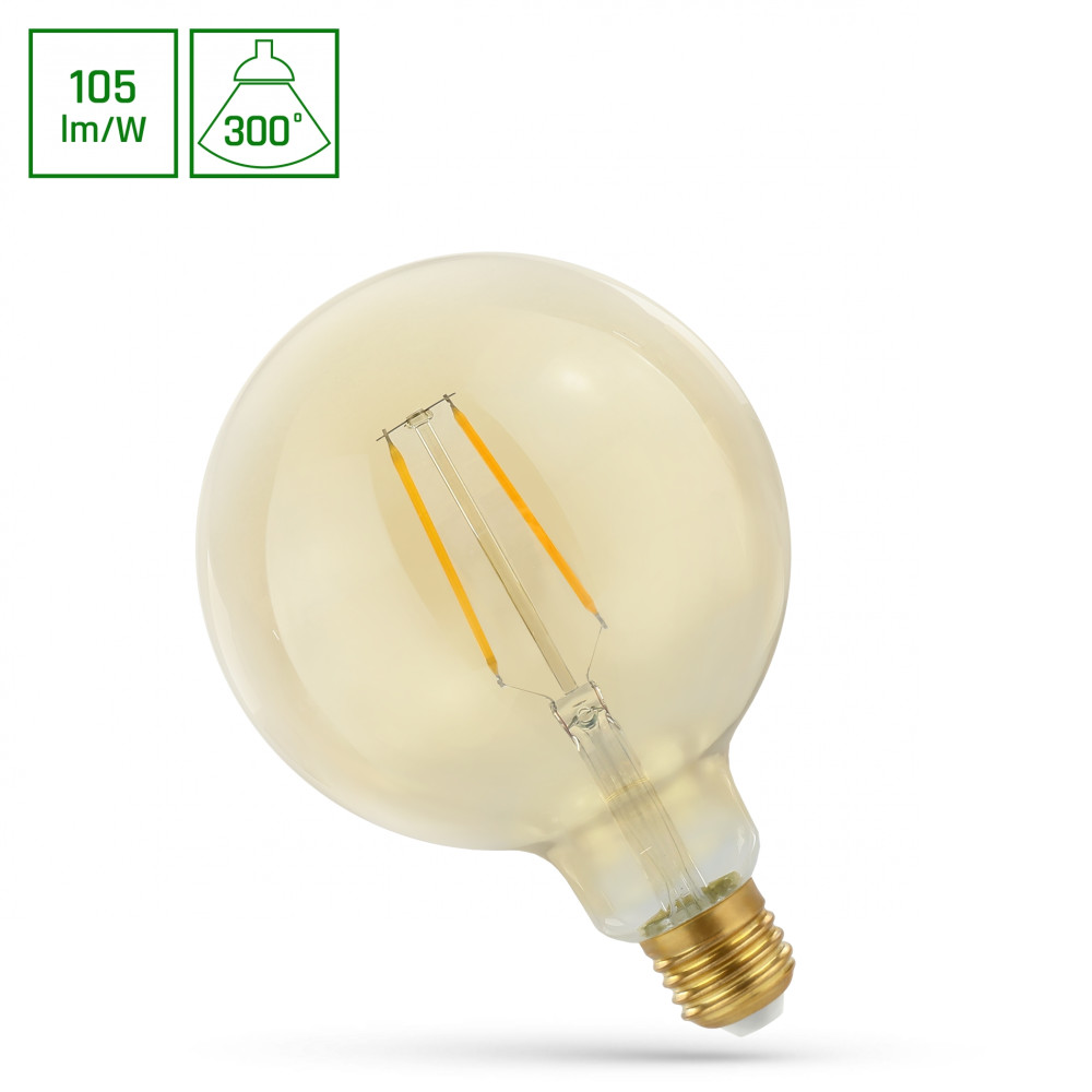 SPECTRUM - Žiarovka RETROSHINE - 2W - 230lm - 300° - 230V - Teplá biela / 2400°K - GLOB COG G125 E-27