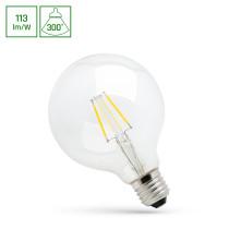 SPECTRUM - ŽiarovkaCLEAR - 4W - 450lm - 300° - 230V - Teplá biela / 2700°K - GLOB COG G95 E-27