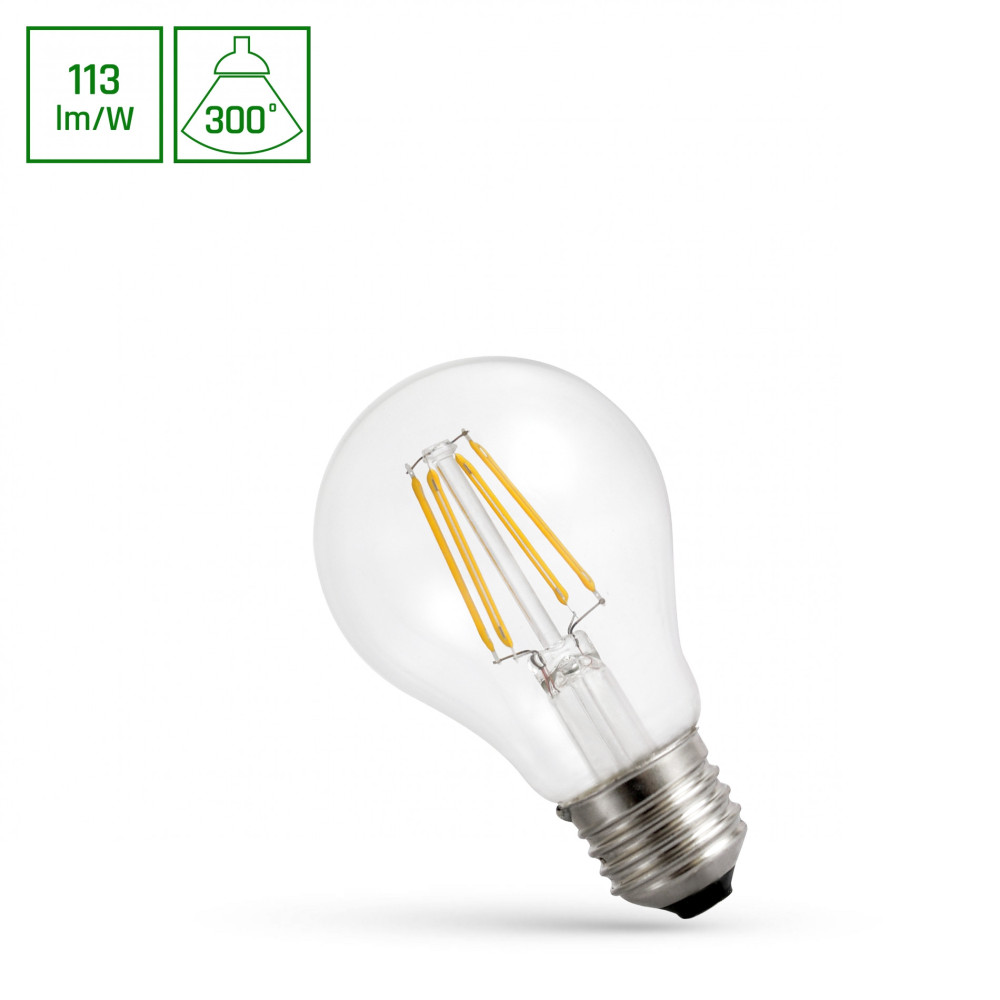 SPECTRUM LED - ŽiarovkaCLEAR - 4W - 450lm - 300° - 230V - Teplá biela / 2700°K - GLS COG A60 E-27