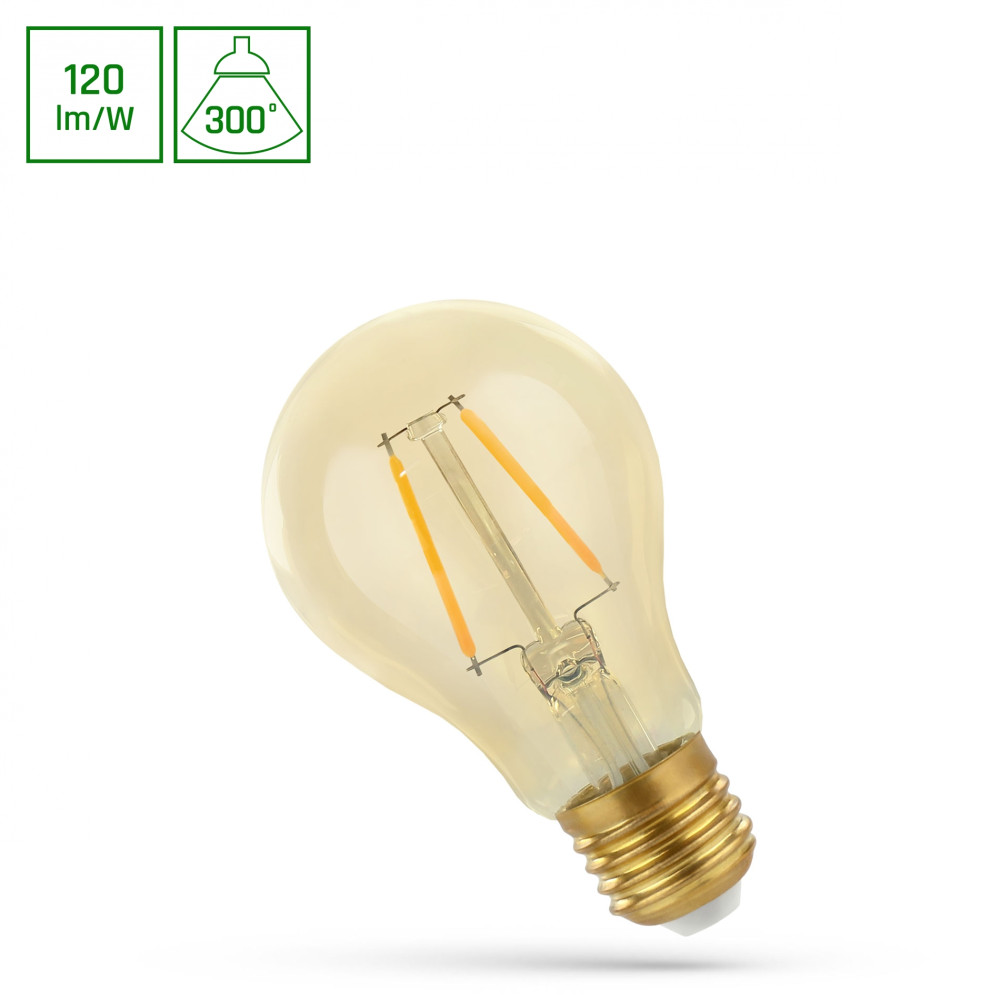 SPECTRUM - ŽiarovkaRETROSHINE - 2W - 240lm - 300° - 230V - Teplá biela / 2400°K - GLS COG A60 E-27