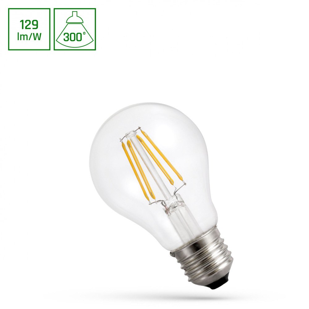SPECTRUM - ŽiarovkaCLEAR - 8,5W - 1100lm - 300° - 230V - Teplá biela / 2700°K - GLS COG A60 E-27