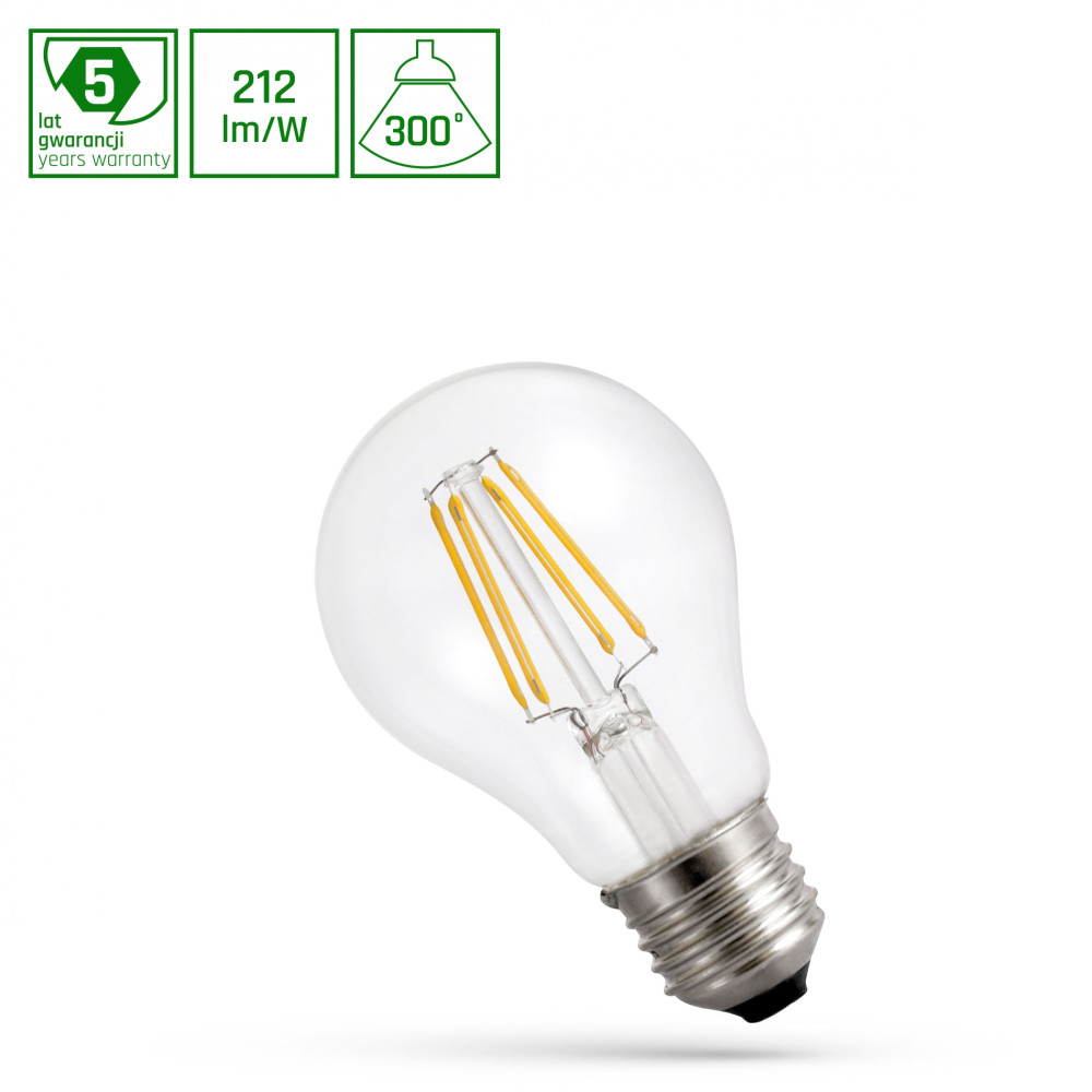 SPECTRUM LED - ŽiarovkaCLEAR A-CLASS - 3,8W - 806lm - 300° - 230V - Teplá biela / 3000°K - GLS COG E-27 / Záruka 5 rokov