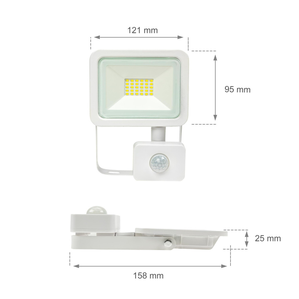 SPECTRUM LED - NOCTIS LUX 2 - 20W reflektor IP44 230V Teplá biela / 3000°K - Biely / so senzorom pohybu