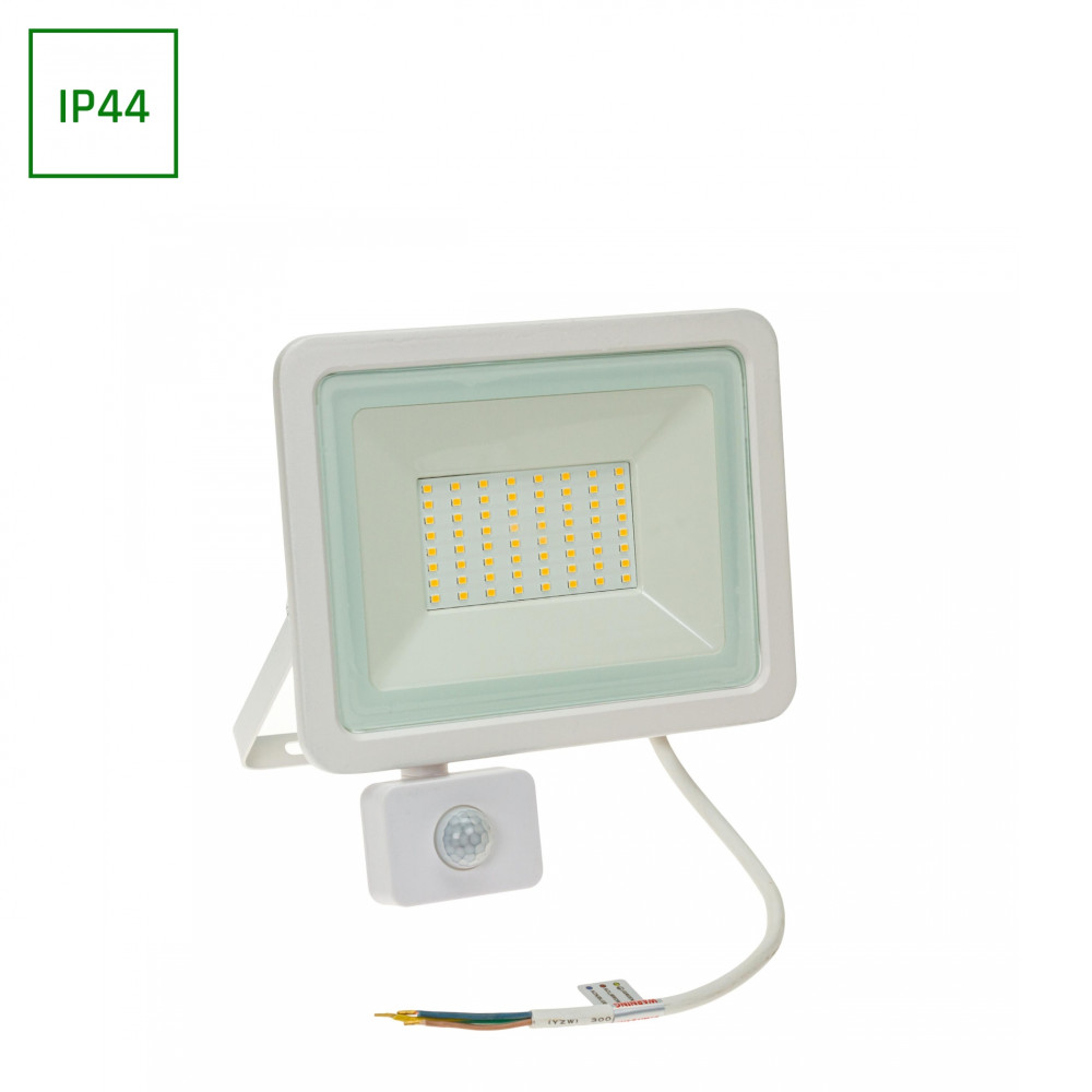 SPECTRUM LED - NOCTIS LUX 2 - 50W reflektor IP44 230V Studená biela / 6000°K - Biely / so senzorom pohybu