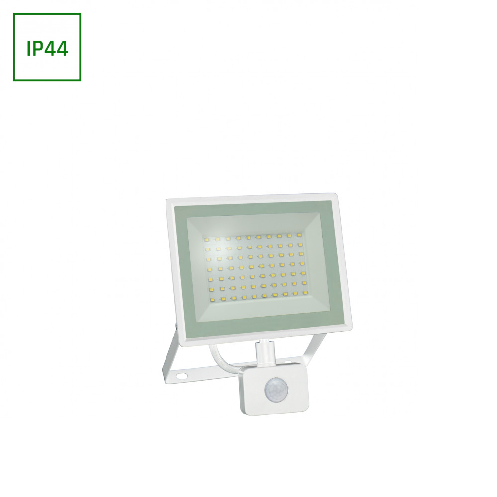 SPECTRUM - NOCTIS LUX 3 - 50W reflektor IP44 230V Neutrálna biela / 4000°K - Biely/ so senzorom pohybu