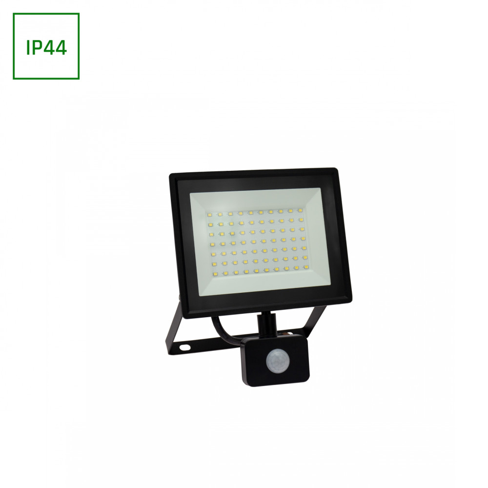 SPECTRUM LED - NOCTIS LUX 3 - 50W reflektor IP44 230V Teplá biela / 3000°K - Čierny / so senzorom pohybu