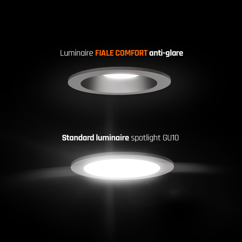 SPECTRUM LED - FIALE COMFORT anti-reflexné zapustené kruhové nastaviteľné svietidlo IP20 Ø85x50mm 250V - Bielo / Čierne