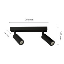 SPECTRUM - MADARA SLIM stropné bodové svietidlo 2xMR11 IP20 260x54x160mm 250V - Čierne