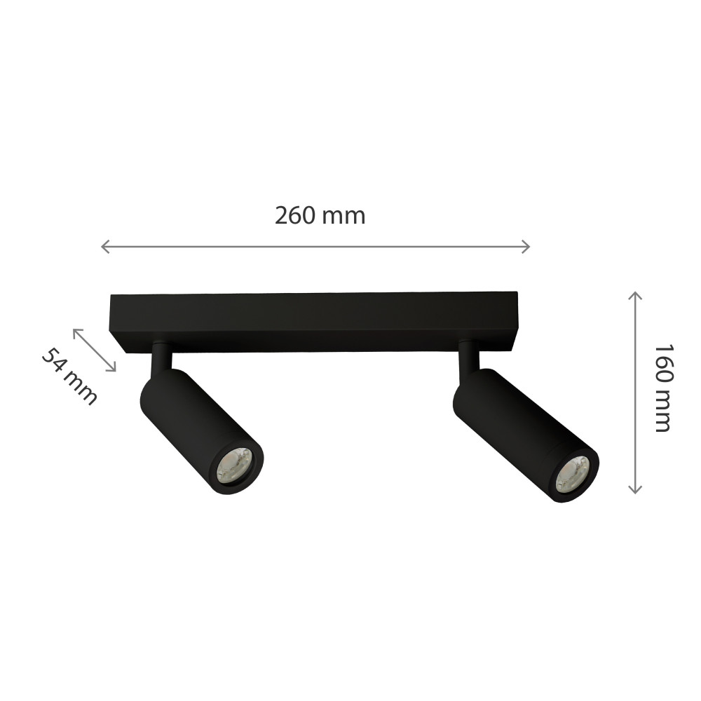 SPECTRUM LED - MADARA SLIM stropné bodové svietidlo 2xMR11 IP20 260x54x160mm 250V - Čierne