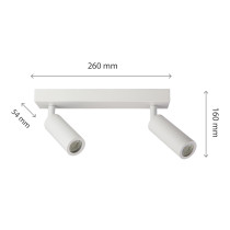 SPECTRUM - MADARA SLIM stropné bodové svietidlo 2xMR11 IP20 260x54x160mm 250V - Biele