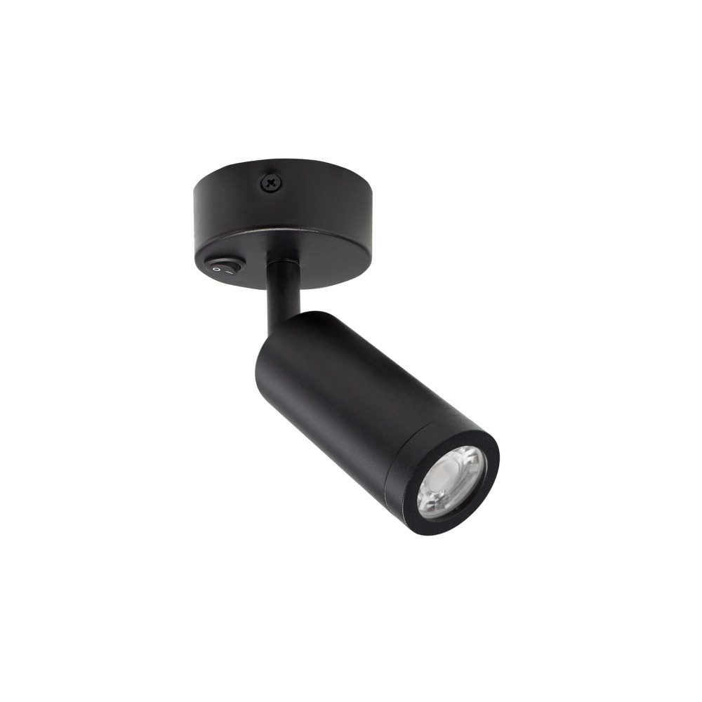 SPECTRUM LED - MADARA SLIM stropné/nástenné bodové svietidlo GU11/MR11 IP20 Ø36x95x165mm 250V - Čierne / s ON/OFF spínačom