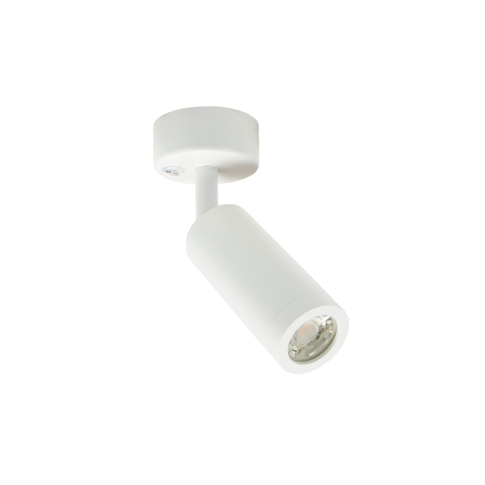 SPECTRUM - MADARA SLIM stropné/nástenné bodové svietidlo GU11/MR11 IP20 Ø36x95x165mm 250V - Biele / s ON/OFF spínačom