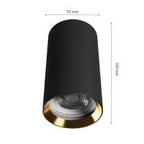 SPECTRUM - CHLOE VARIOSA povrchové bodové kruhové svietidlo GU10 IP20 Ø55x100mm 230V - Čierno / Zlaté