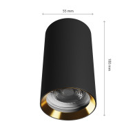 SPECTRUM - CHLOE VARIOSA povrchové bodové kruhové svietidlo GU10 IP20 Ø55x100mm 230V - Čierno / Zlaté