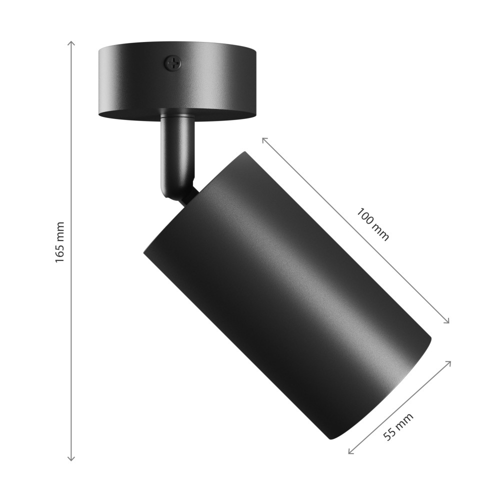 SPECTRUM LED - SQUALLA VARIOSAROUND - nástenné svietidlo GU10 IP20 Ø55x100x16SPECTRUM LED - 5mm 250V - Čierne