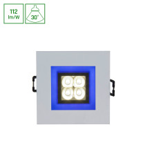 SPECTRUM - FIALE 4 LED 4x1W zapustené štvorcové svietidlo 30° IP20 80x80x40mm 230V Studená biela / 6000°K - Modrý rám