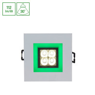 SPECTRUM - FIALE 4 LED 4x1W zapustené štvorcové svietidlo 30° IP20 80x80x40mm 230V Studená biela / 6000°K - Zelený rám