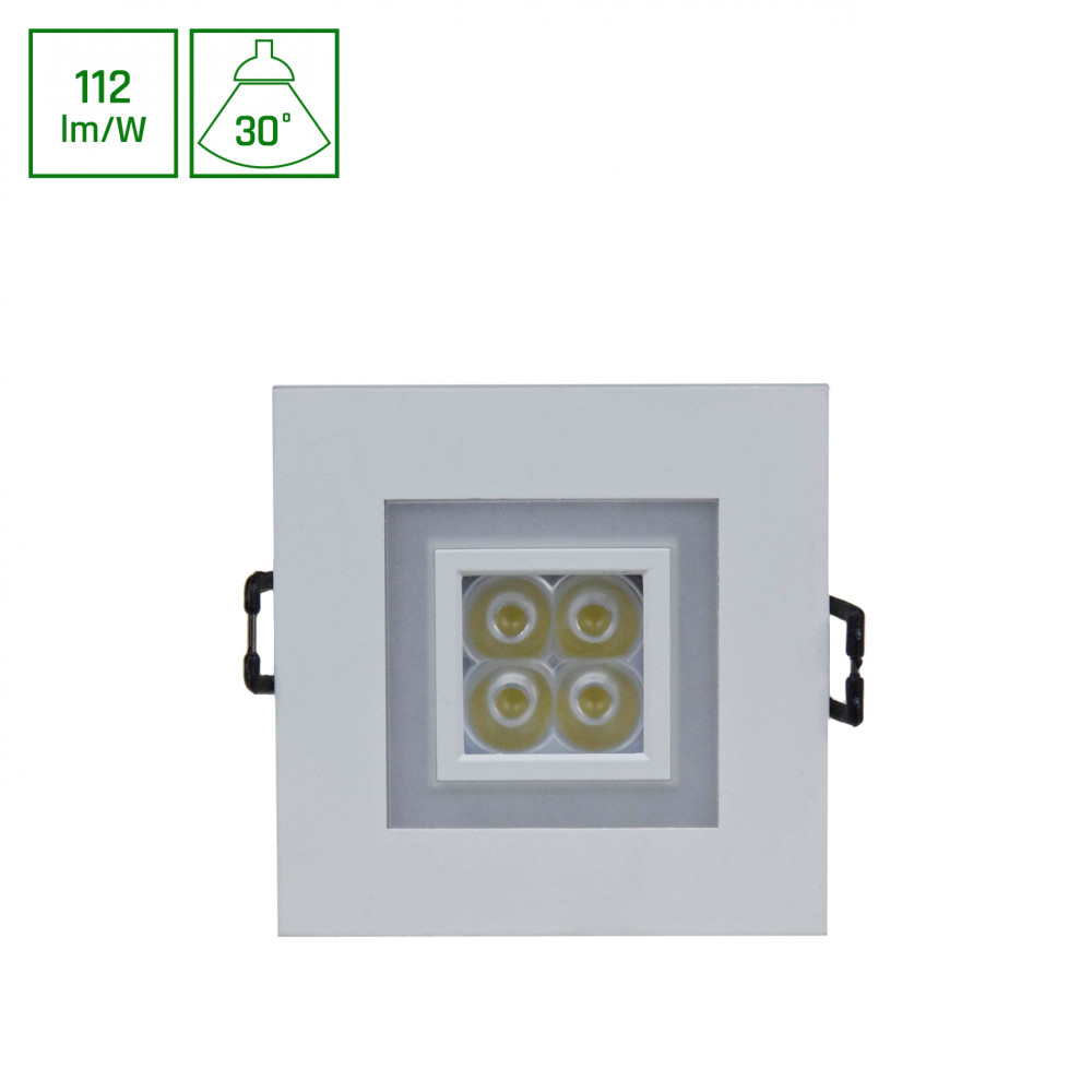 SPECTRUM LED - FIALE 4 LED 4x1W zapustené štvorcové svietidlo 30° IP20 230V Teplá biela / 3000°K - Biely