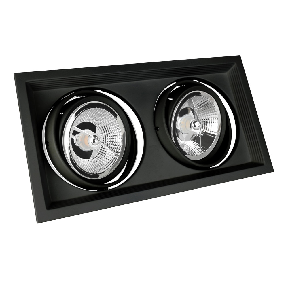 SPECTRUM LED - MODERN DAY DUE MAXI zapustené obdlžníkové bodové svietidlo 2xAR111/GU10 IP20 186x336x43mm 250V - Čierne