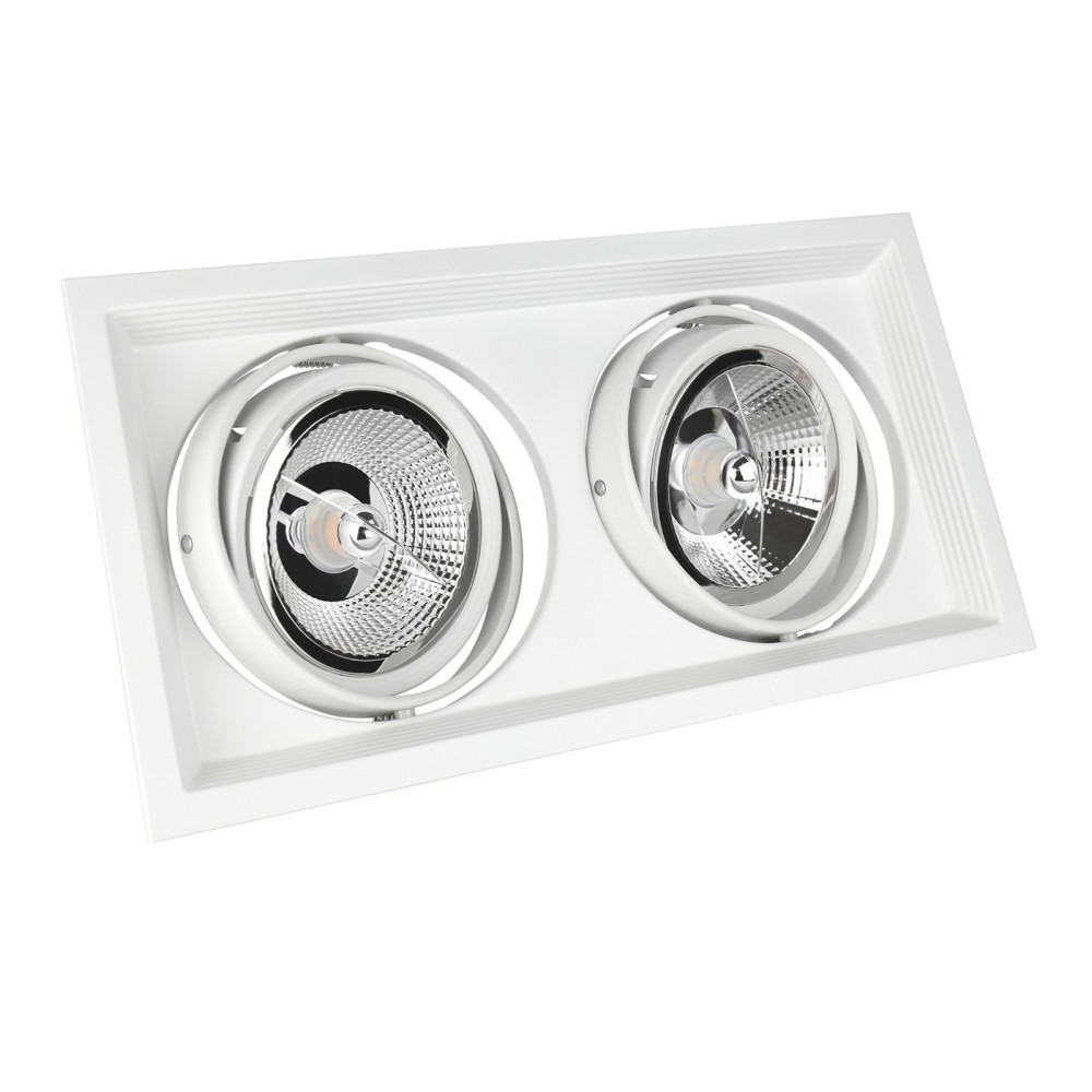 SPECTRUM - MODERN DAY DUE MAXI zapustené obdlžníkové bodové svietidlo 2xAR111/GU10 IP20 186x336x43mm 250V - Biele