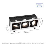 SPECTRUM - MODERN DAY MINI zapustené obdlžníkové bodové svietidlo 3xGU10 IP20 112x289x115mm 250V - Biely rám