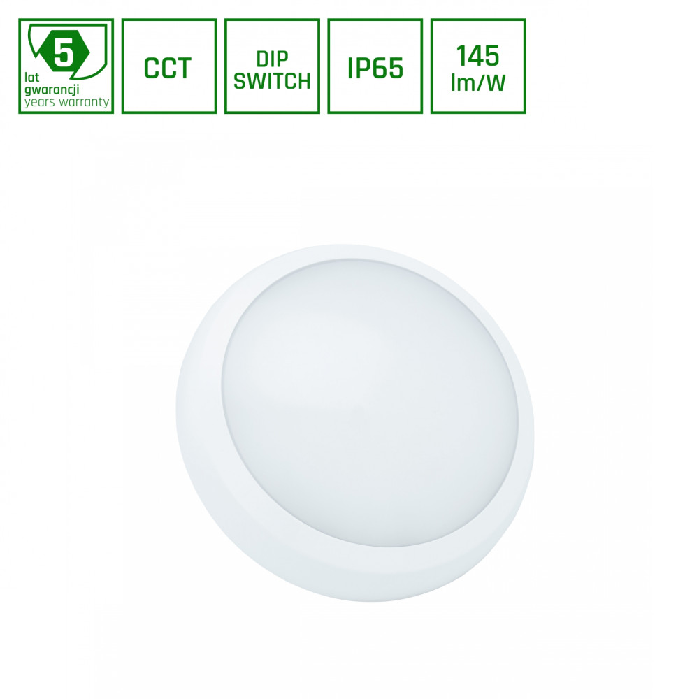 SPECTRUM LED - NYMPHEA CITY PRO 2 24/30W - plafónové svietidlo 120° IK08 IP65 Ø320x80mm 230V CCT - Biele / Záruka 5 rokov