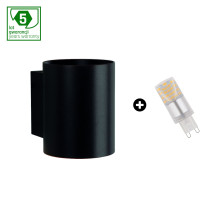 SPECTRUM - SET SQUALLA TUBE - fasádne svietidlo + G9 LED Žiarovka 4W 230V Studená biela / 6000°K - Čierne / Záruka 5 rokov